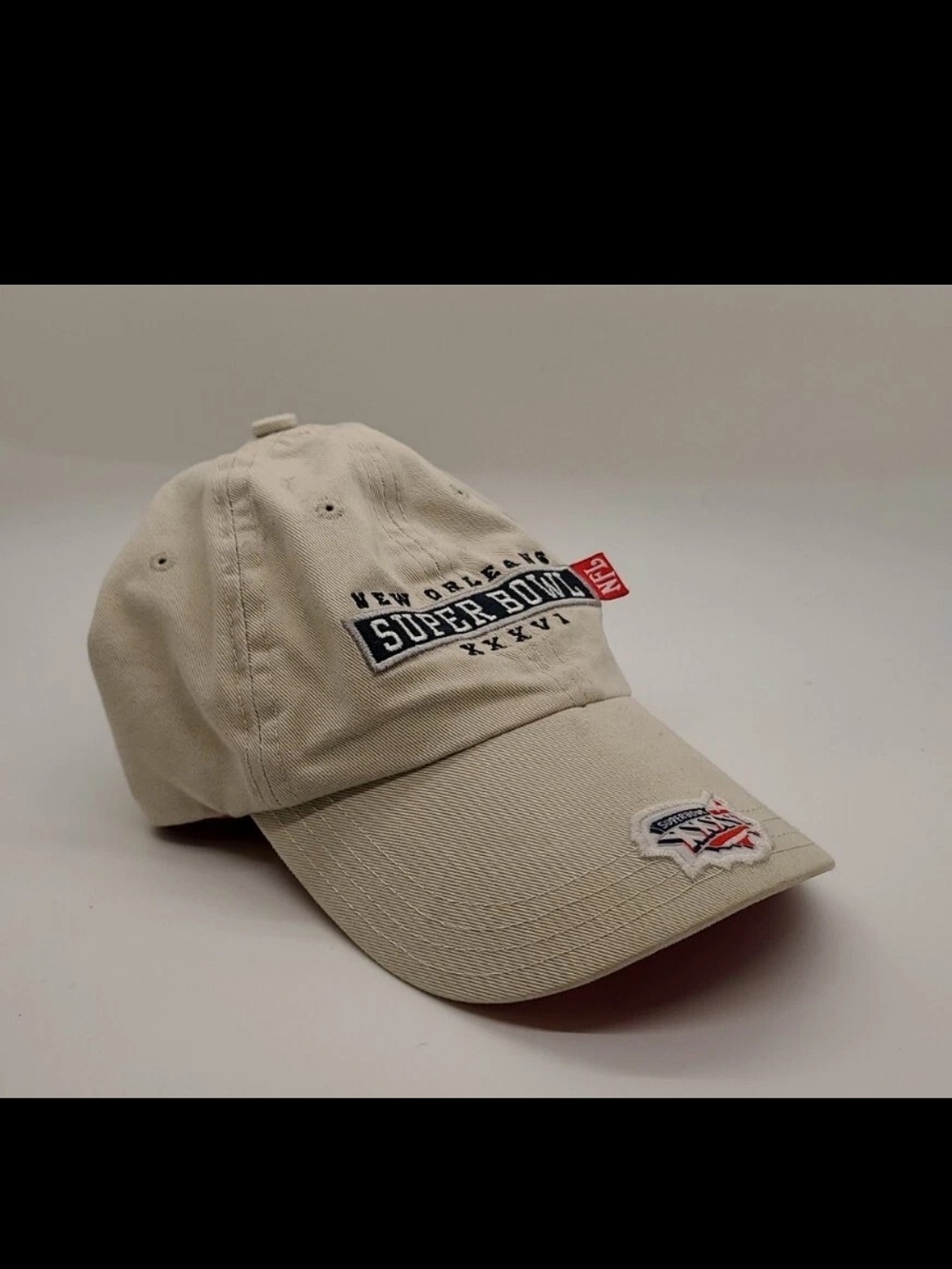 Vintage Reebok Superbowl XXXVI 36 NFL New Orleans Beige Khaki Hat NFL Strapback